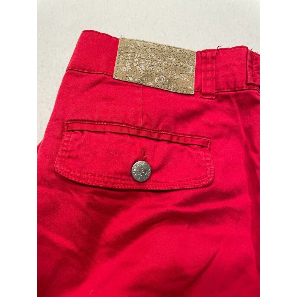 1955 Vintage Size 13‎ Juniors Womens Bermuda Chino Shorts Button-Tab Waist Red - Picture 4 of 8